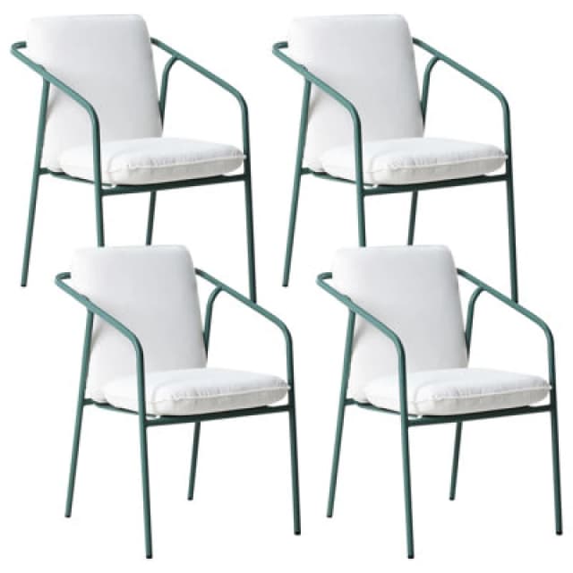 Beliani Set Of 4 Garden Chairs With Cushions Asciano Metal Green