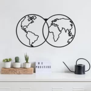 World Map Black Decorative Metal Wall Accessory