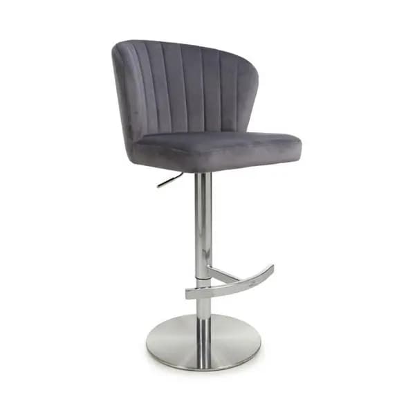 Shankar Sigma Brushed Velvet Grey Bar Stool - Grey 5253113