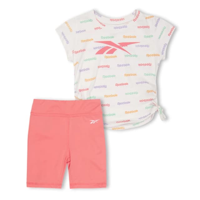 Reebok Kids Logo Stripe T-Shirt Strawberry female 3-4 Yrs