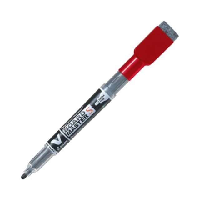 Pilot BeGreen V-Board Master Slim Drywipe Marker with Eraser Red Pack EXR55985PT