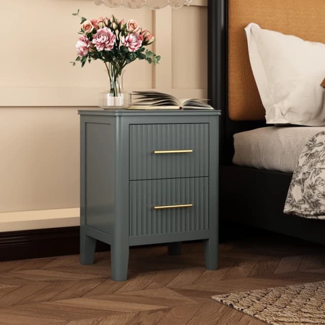 Cabinet Bits Fregona 2 Drawer Bedside Table in Light Grey Light Grey Unisex