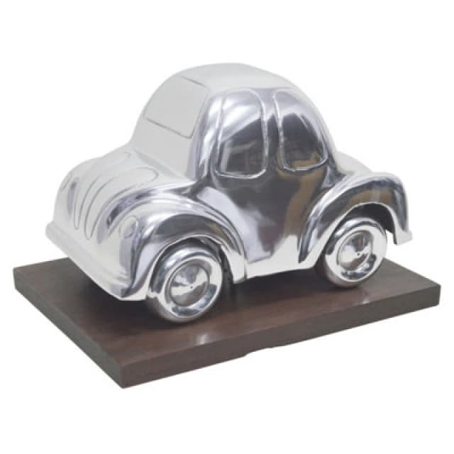 Homescapes Designer Solid Metal VW Beetle Oldtimer Table Top Silver