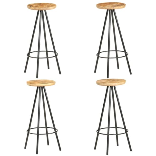 VIDAXL Bar Stools 4 pcs Rough Mango Wood Vidaxl 8719883827148