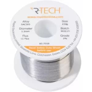 857019 SAC305 Solder 2% L1 Flux 0.5% Halide 1.2mm 250g Reel - R-tech