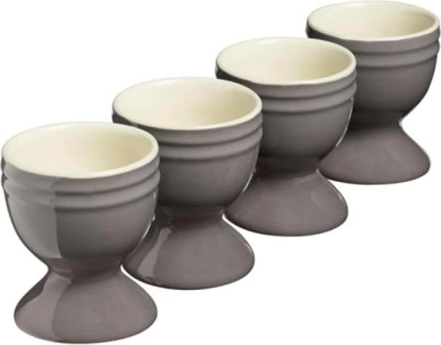 Cooks Professional Stoneware Egg Cup Holder Hard Soft Boiled Eggs Kitchen Breakfast Set of 4 Grey unisex