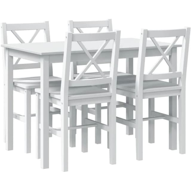 vidaXL 5 Piece Dining Set White Home Kitchen Dinner Furniture Table Chairs