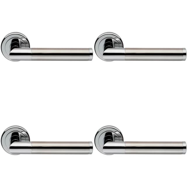 Loops 4x PAIR Sectional Round Bar Lever on Round Rose Concealed Fix Dual Chrome Multi