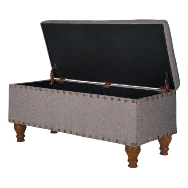 Alan Symonds Chelsea Storage Ottoman Bench Grey/Brass unisex 106x45cm