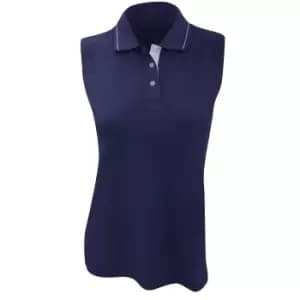 Kustom Kit GamegearA Ladies Proactive Sleeveless Polo Shirt (12) (Navy/White)