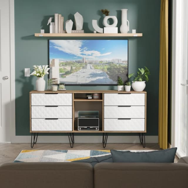 Ready Assembled 2 U Islay 6 Drawer Sideboard (Ready Assembled) in White White Unisex