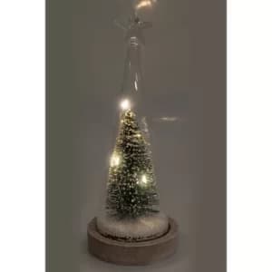 Light Up Glass Enclosed Christmas Tree Scene Decoration