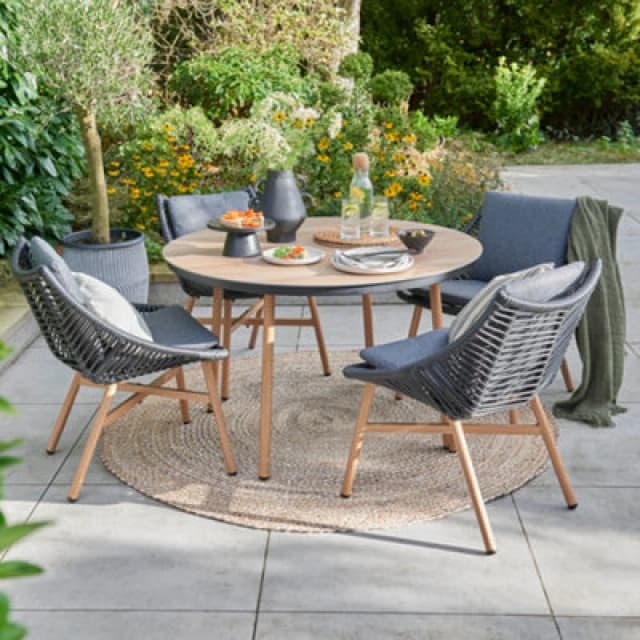 Norfolk Leisure Lifestyle Keswick Four Seater Dining Set with Cushions Dark Grey