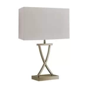Club 1 Light Table Lamp Antique Brass, Cream Shade, E14