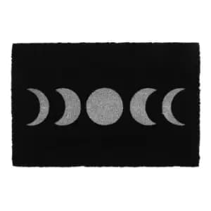 Black Moon Phase Door Mat