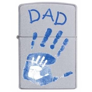 Zippo Dad Handprints Satin Chrome Windproof Lighter