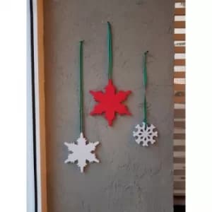Snow Set Red White Decorative Wooden Wall Accessory