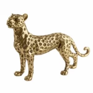 Gold Standing Resin Leopard 21cm