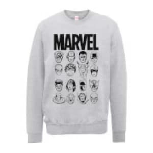 Marvel Multi Heads Mens Grey Sweatshirt - L - Grey