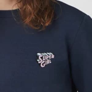 DC Super Girl Unisex Embroidered Sweatshirt - Navy - 3XL