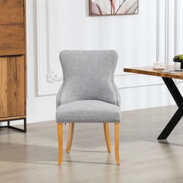 Artemis Home Olivola Fabric Dining Chairs - Set of 2 in Light Grey Size: 2 Pack Light Grey Unisex 2 Pack