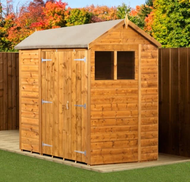 Empire Sheds Empire Modular Apex 6X6 Dipped Treated Tongue And Groove Wooden Garden Shed Double Door & Windows (6' X 6' / 6ft X 6ft) (6X6)