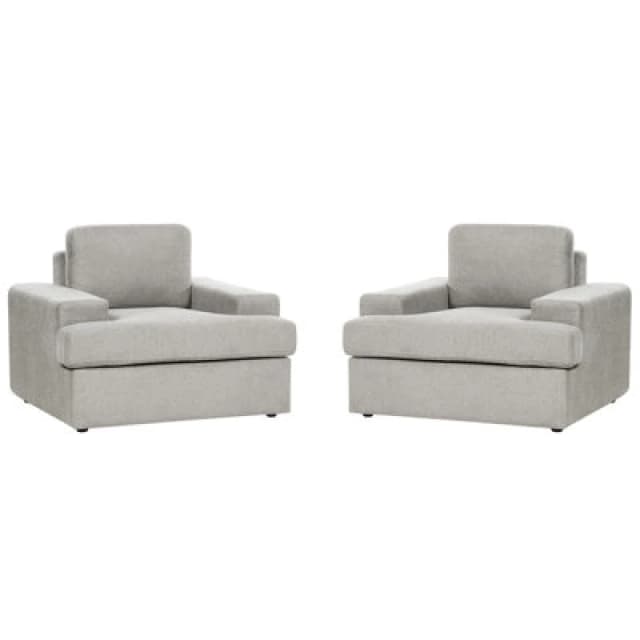 Beliani Set Of 2 Armchairs Alla Fabric Light Grey