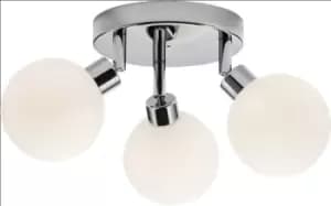 KnightsBridge 230V IP44 G9 Triple Spotlight with Round Frosted Glass - Chrome