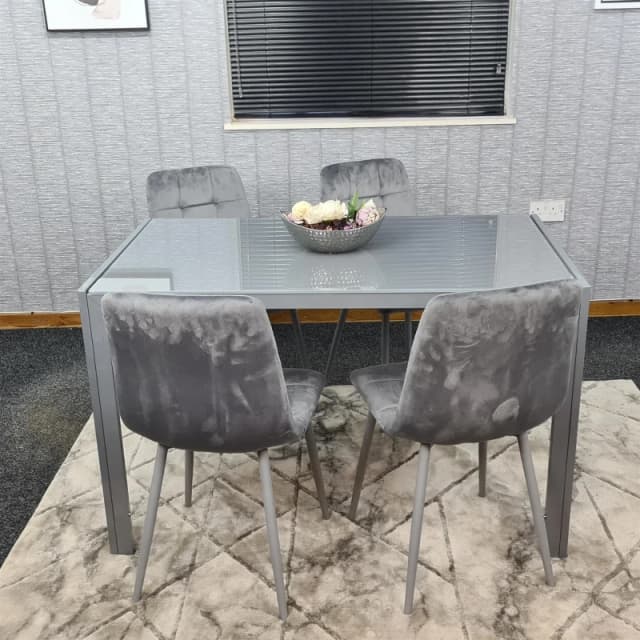 KOSY KOALA KOSY KOALA Dining Table Set with 4 Chairs Dining Room and Kitchen table set of 4 in Grey Size: 120cm x 70cm Grey 120cm x 70cm Unisex 5060