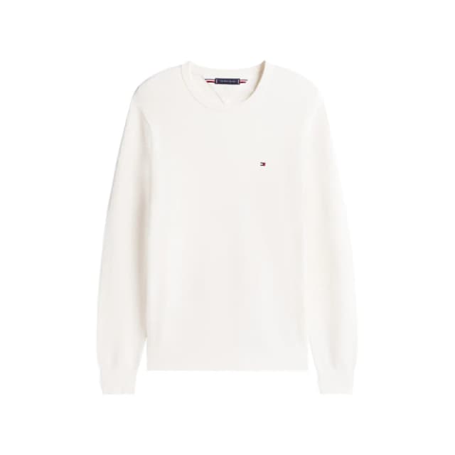 Tommy Hilfiger Mens Ribbed Crew Neck Jumper Ivory Petal Z00 male S