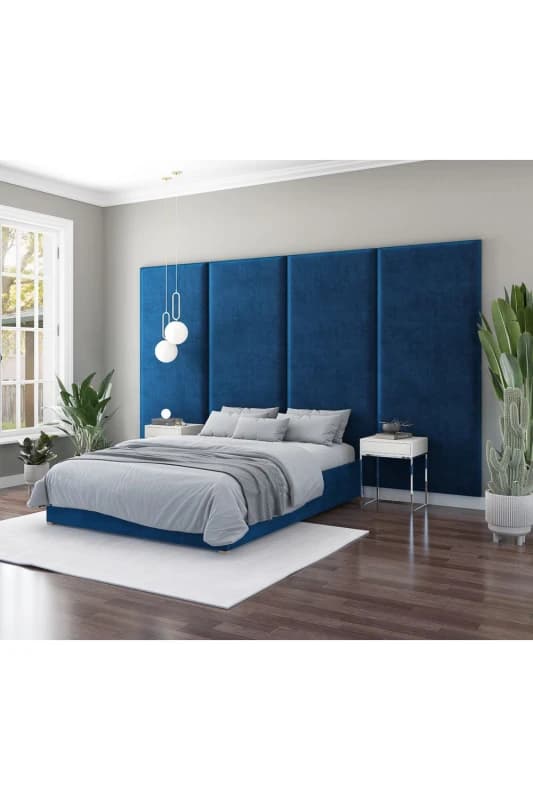 Aspire Large Upholstered Headboard Wall Panel, UK Made Navy