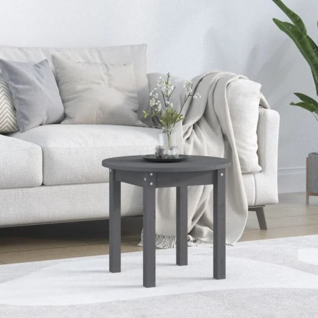 Vidaxl Coffee Table Grey Ø 45X40 Cm Solid Wood Pine, Grey 822334
