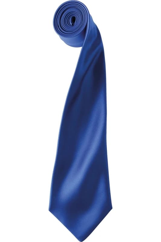Premier Premier Men Plain Satin Tie (Narrow Blade) in Royal Royal One Size Male 5055805451910