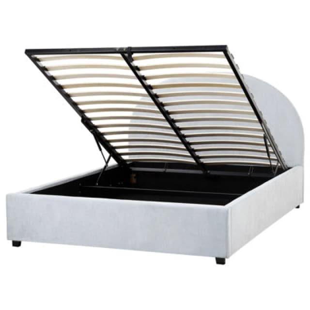 Beliani Ottoman Bed Chenille Vaucluse 140 X 200 Cm (Eu Double) Light Blue