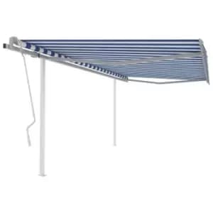 Vidaxl Manual Retractable Awning With Posts 4.5X3 M Blue And White