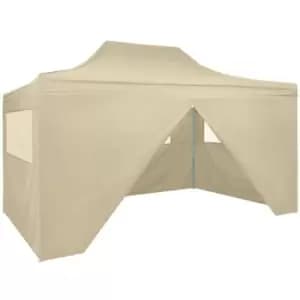 Foldable Tent Pop-Up with 4 Side Walls 3x4.5 m Cream White Vidaxl White