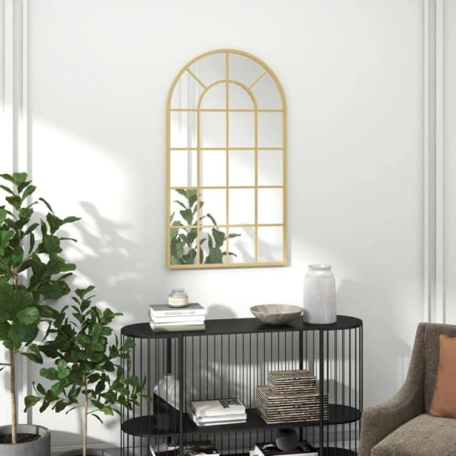 HOMCOM Modern Arch Window Wall Mirror for Living Room Bedroom, Gold Tone Gold Unisex