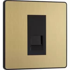 BG Evolve Brushed (Black Ins) Single Secondary Telephone Socket in Brass Steel