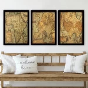 3SC182 Multicolor Decorative Framed Painting (3 Pieces)
