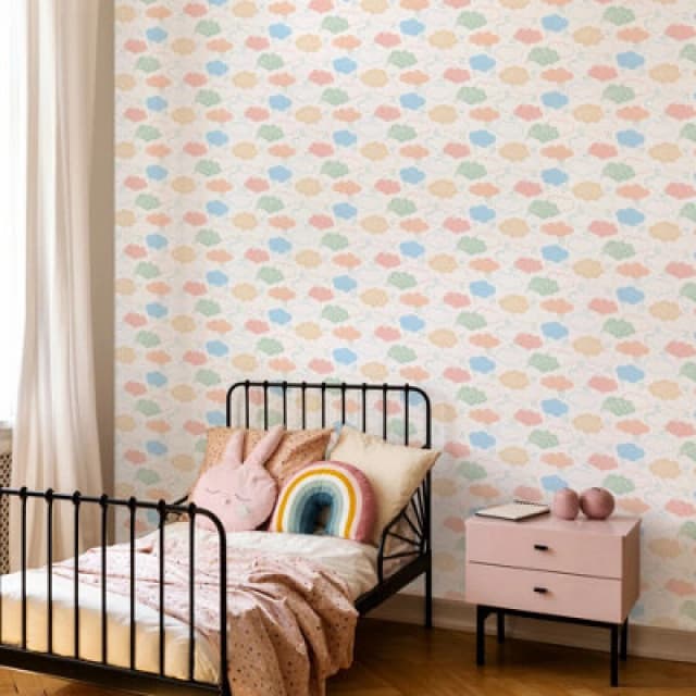Hoopla Walls Fluffy Clouds Pastel Riot 10M Wallpaper