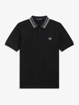 Fred Perry Striped Collar Polo, Black Size M Men