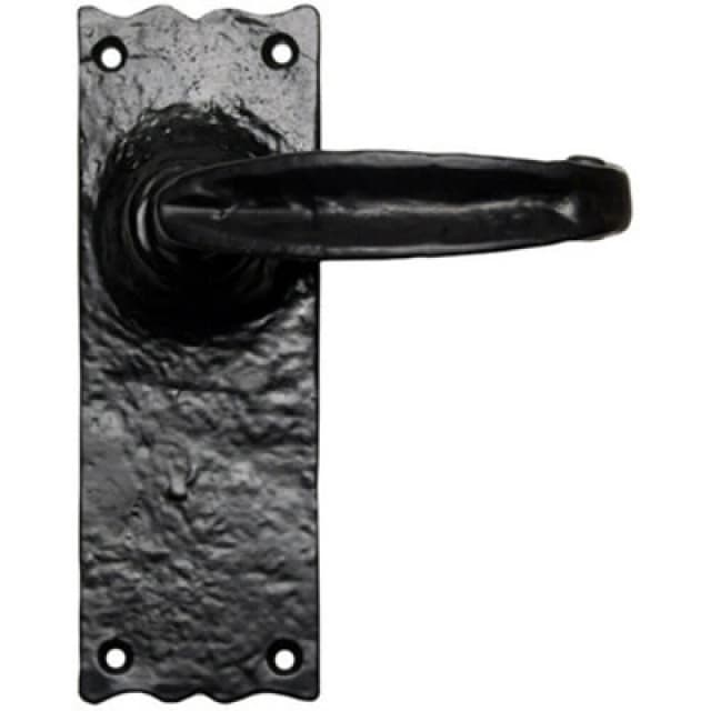 Loops PAIR Forged Straight Lever Handle on Latch Backplate 155 x 55mm Black Antique Black