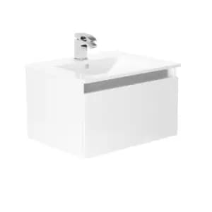 Newland 600mm Single Drawer Ceramic Basin Unit - White Gloss