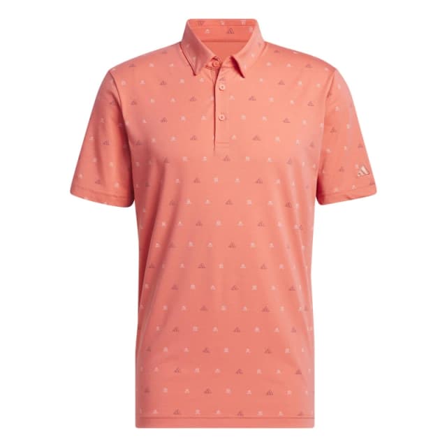 adidas Go-To Mini-Crest Print Polo Shirt Mens - Red Red XL
