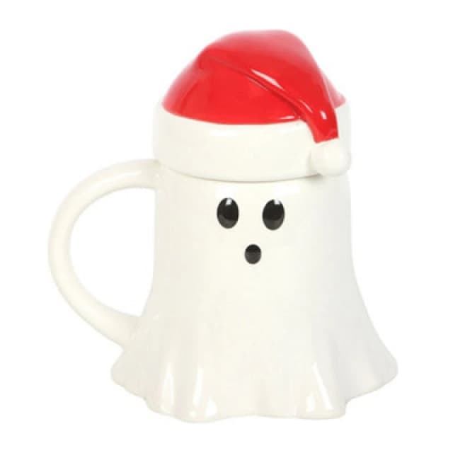 Something Different Something Different Merry Creepmas Ghost With Santa Hat 500ml Mug in White White One Size Unisex 5063750988993