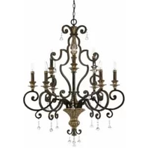 Loops - 9 Bulb Chandelier Hanging Pendant LIght Heirloom LED E14 60W Bulb