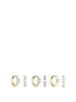 Mood Gold Pastel Enamel Coloured Hoop Earrings - Pack of 3, Yellow Gold, Women