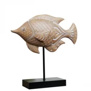 Carved Sandstone Effect Fish Ornament