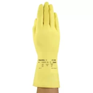Chemical Resistant Gloves, Yellow Rubber, Size 9