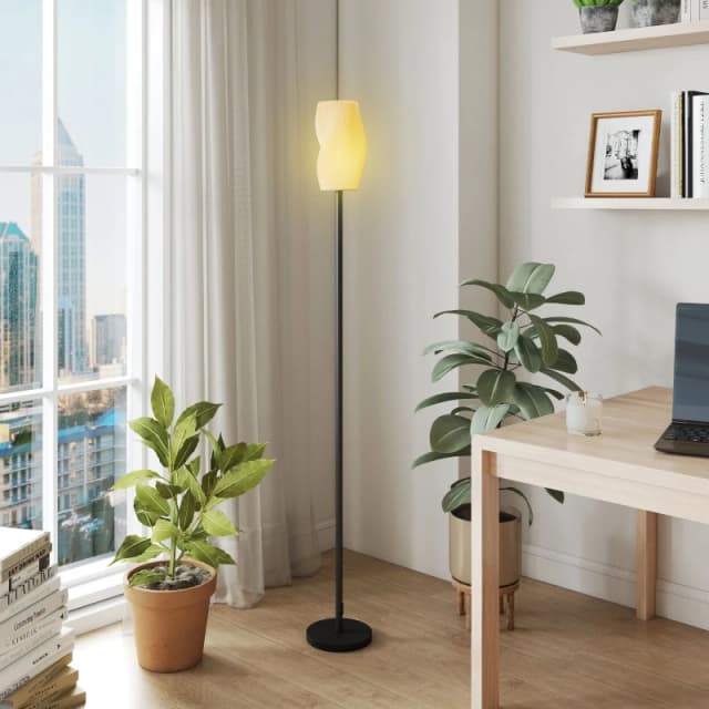 HOMCOM HOMCOM 3D Printed Standing Lamp with Shade, 3 Colour Temperature, White White One Size Unisex 5063603972193